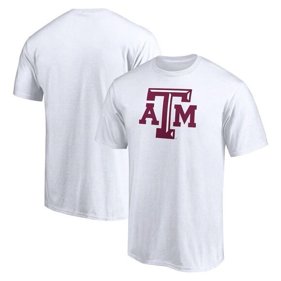 Texas A&M Unisex Adult Medium Fanatics White Aggies Logo Football T-Shirt NWOT - Picture 1 of 5